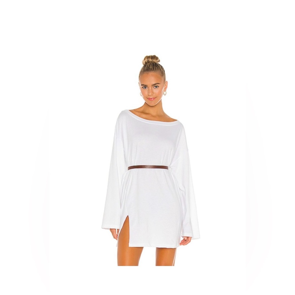 L'Academie Boat Neck Mini Dress in White